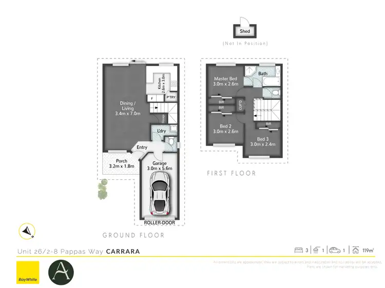 Floorplan of Homely townhouse listing, 26/2 Pappas Way, Carrara QLD 4211