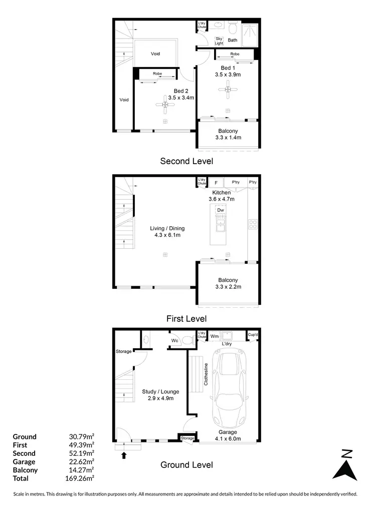 Floorplan of Homely townhouse listing, 2 Winchester Lane, Lightsview SA 5085