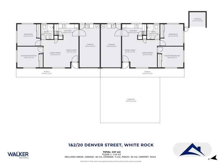 Floorplan of Homely semi-detached listing, 20 Denver Street, White Rock QLD 4868