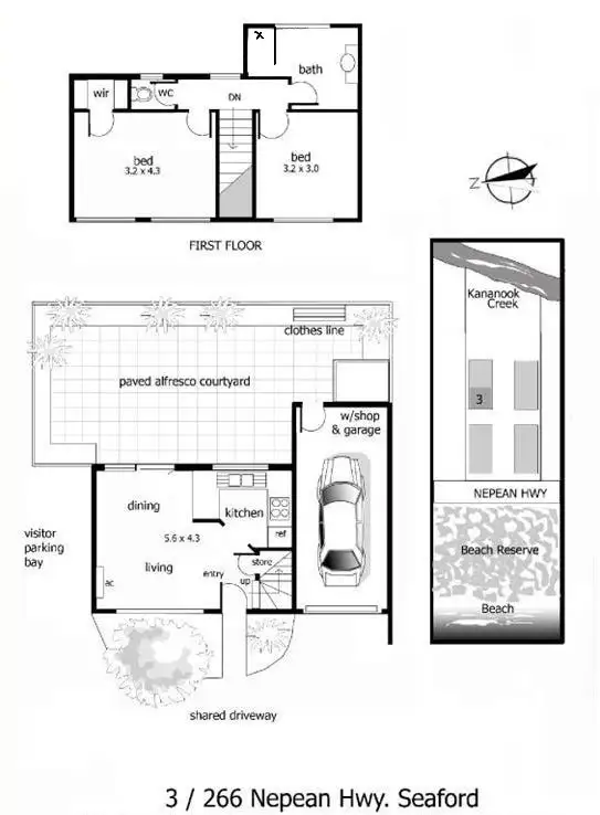 Floorplan of Homely unit listing, 3/266 Nepean Highway, Seaford VIC 3198