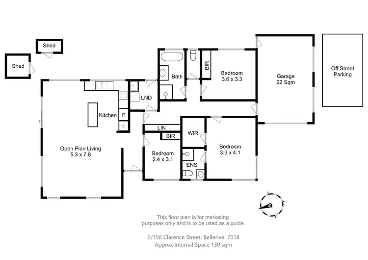 Floorplan of Homely unit listing, 2/156 Clarence Street, Bellerive TAS 7018