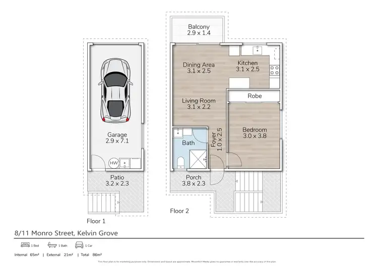 Floorplan of Homely unit listing, 8/11 Monro Street, Kelvin Grove QLD 4059