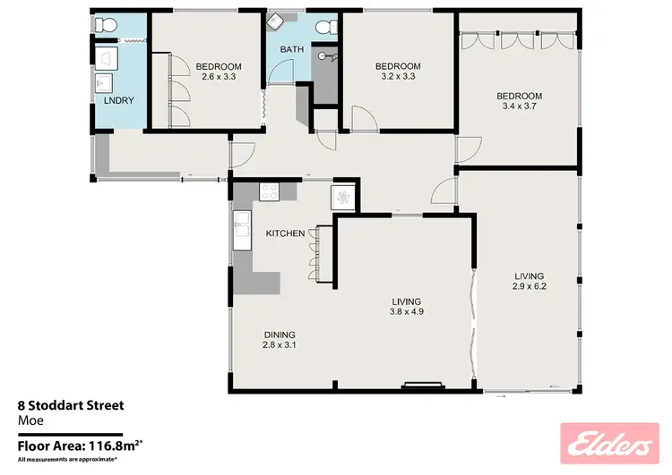 Floorplan of Homely house listing, 8 Stoddart Street, Moe VIC 3825