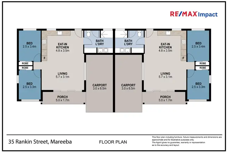 Floorplan of Homely semi-detached listing, 35 Rankin Street, Mareeba QLD 4880
