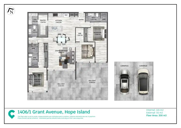 Floorplan of Homely apartment listing, 1406/1 Grant Avenue, Hope Island QLD 4212