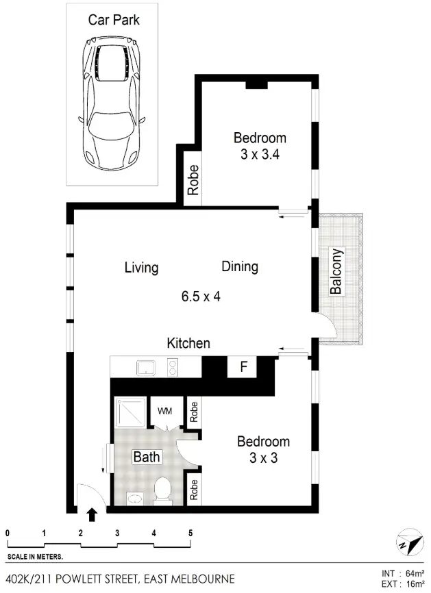 Floorplan of Homely apartment listing, 402K/211 Powlett Street, East Melbourne VIC 3002