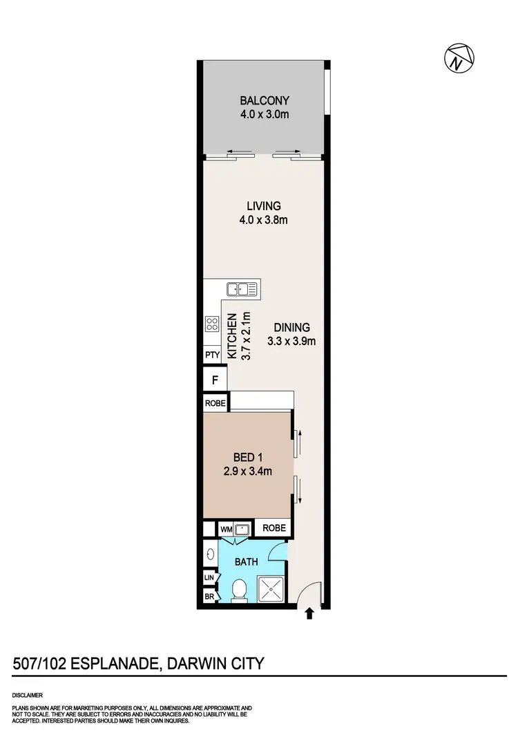 Floorplan of Homely apartment listing, 507/102 Esplanade, Darwin City NT 800