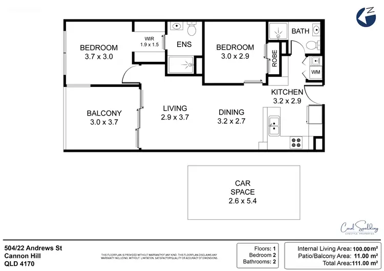 Floorplan of Homely apartment listing, 504/22 Andrews Street, Cannon Hill QLD 4170