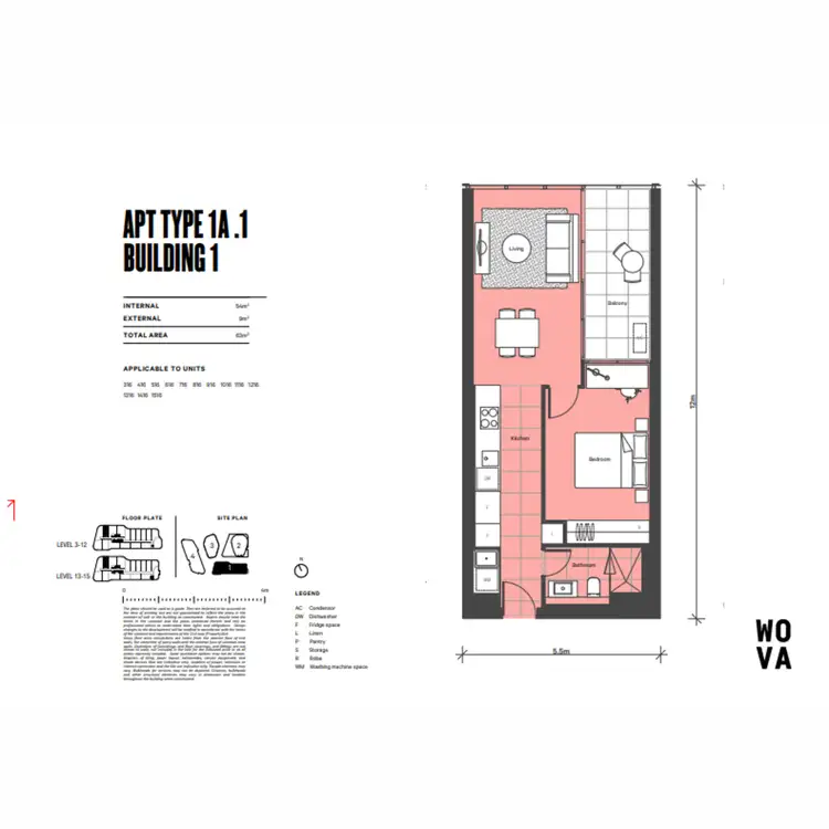 Floorplan of Homely apartment listing, 135/Door T1-1016 WOVA, Phillip ACT 2606