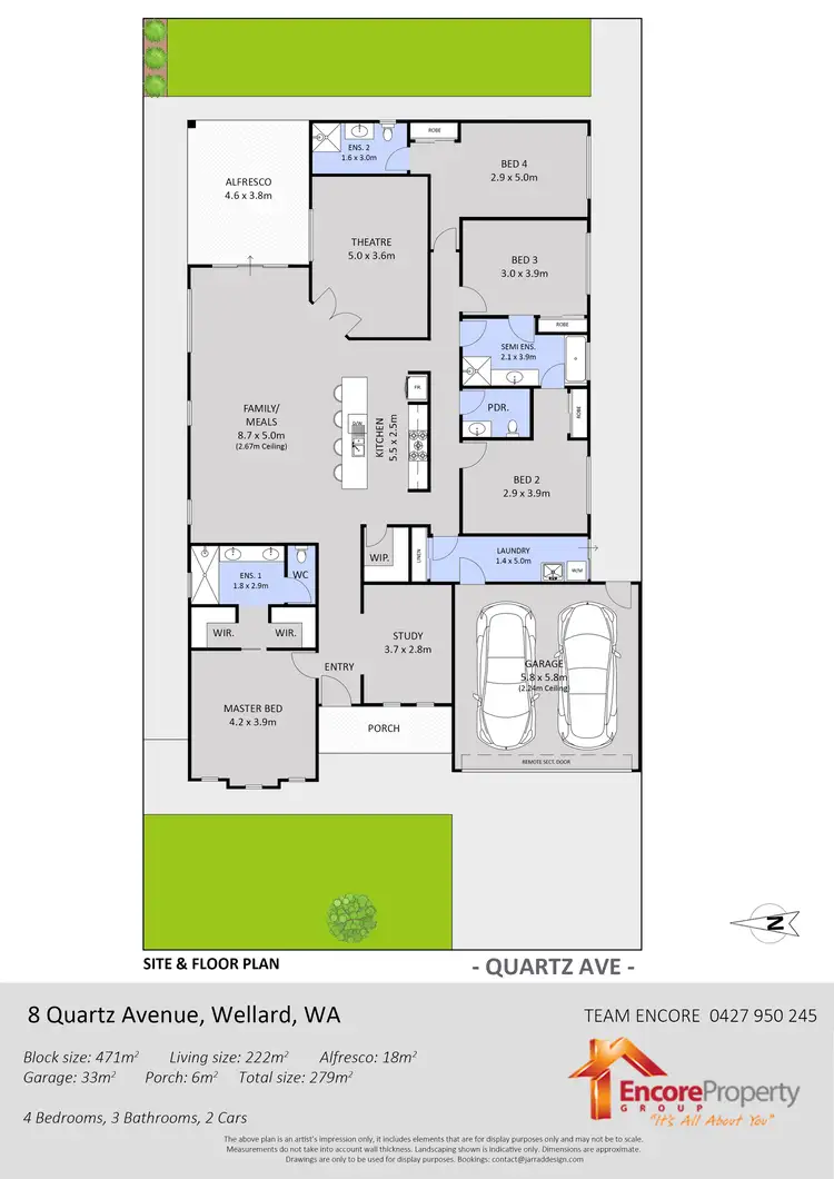 Floorplan of Homely house listing, 8 Quartz Avenue, Wellard WA 6170