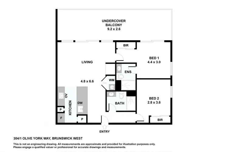 Floorplan of Homely apartment listing, 304/1 Olive York Way, Brunswick West VIC 3055