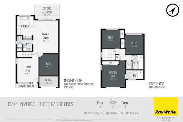 Floorplan of Homely townhouse listing, 13/74 Universal Street, Pacific Pines QLD 4211