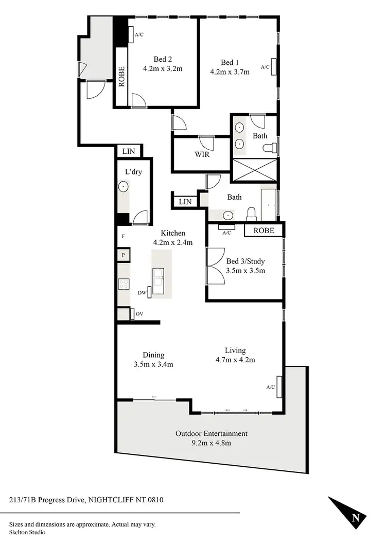 Floorplan of Homely unit listing, 213/71B Progress Drive, Nightcliff NT 810