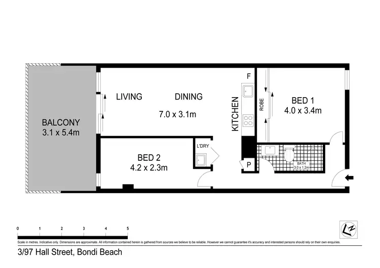 Floorplan of Homely apartment listing, 3/97 Hall Street, Bondi Beach NSW 2026