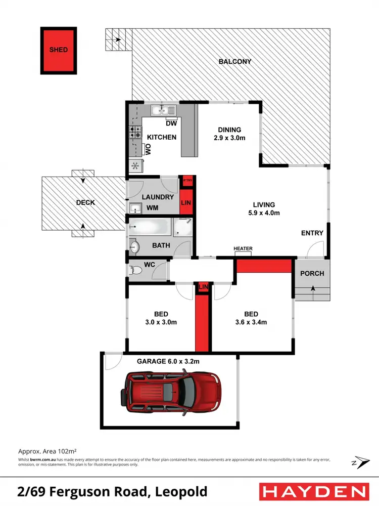 Floorplan of Homely unit listing, 2/69 Ferguson Road, Leopold VIC 3224