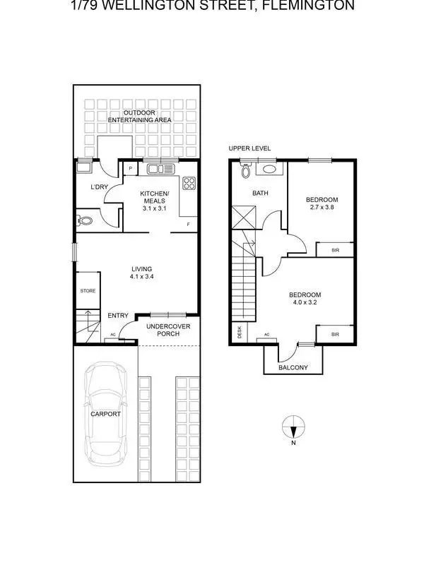 Floorplan of Homely townhouse listing, 1/79 Wellington Street, Flemington VIC 3031