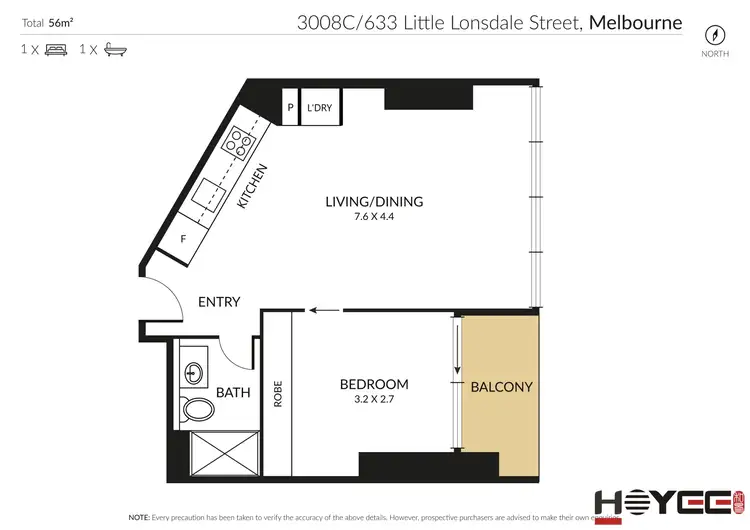Floorplan of Homely apartment listing, 3008C/633 Little Lonsdale Street, Melbourne VIC 3000
