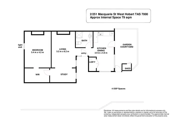 Floorplan of Homely unit listing, 2/251 Macquarie Street, Hobart TAS 7000