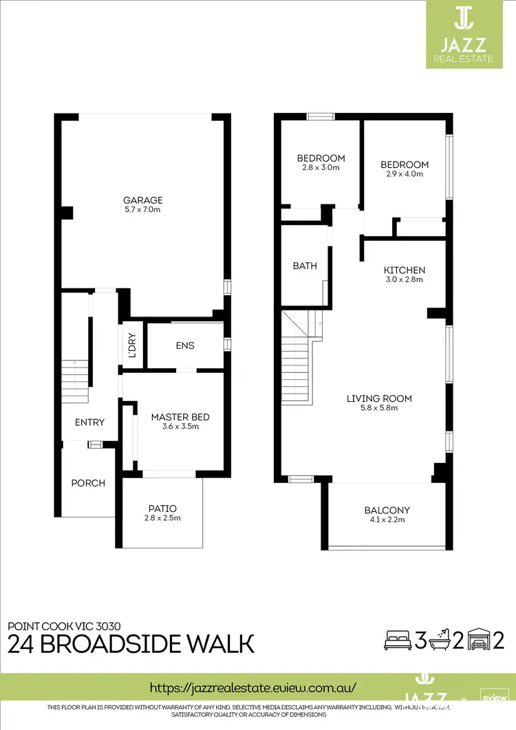 Floorplan of Homely townhouse listing, 24 Broadside Walk, Point Cook VIC 3030