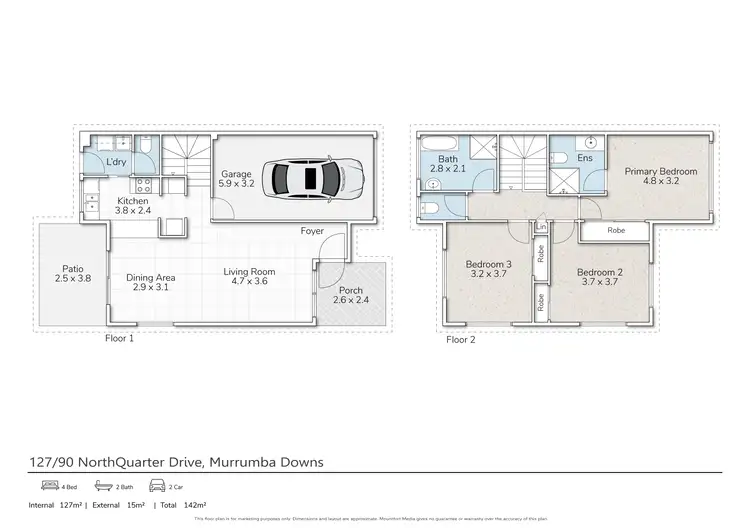 Floorplan of Homely townhouse listing, 127/89 Northquarter Drive, Murrumba Downs QLD 4503
