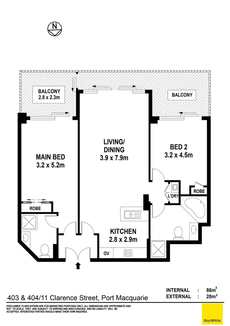 Floorplan of Homely apartment listing, 403-404/11 Clarence Street, Port Macquarie NSW 2444
