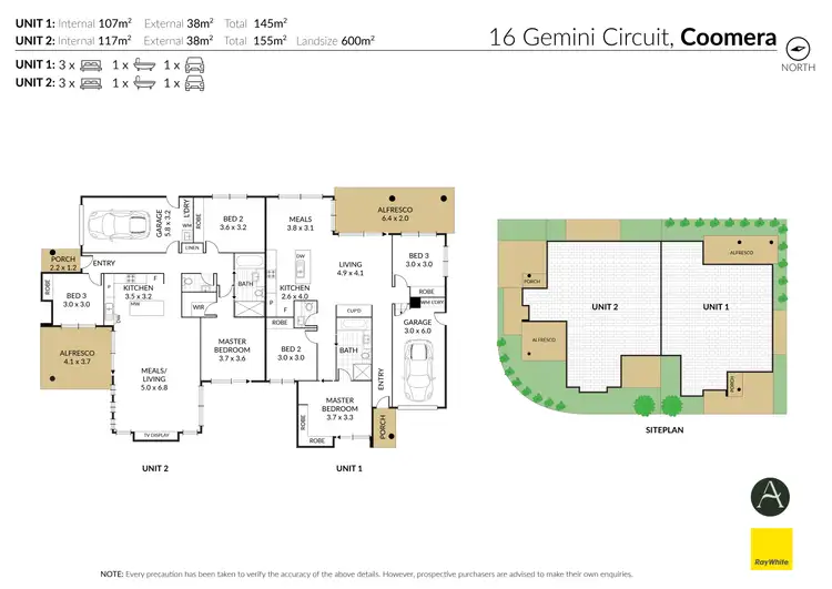Floorplan of Homely semi-detached listing, 16 Gemini Circuit, Coomera QLD 4209
