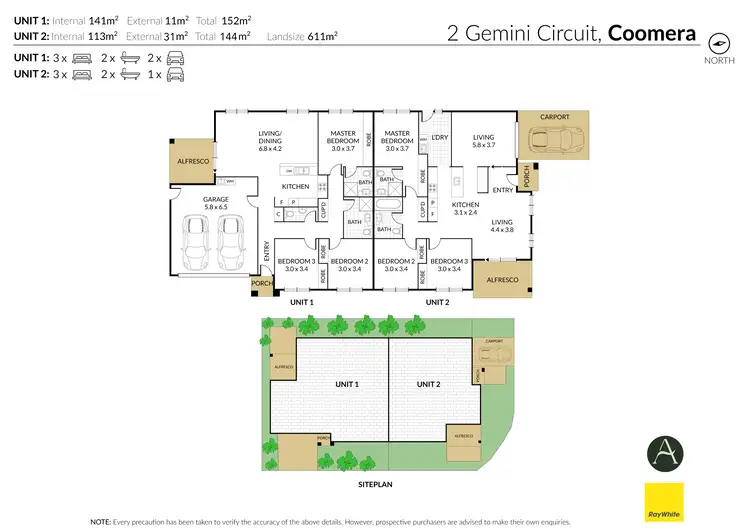Floorplan of Homely semi-detached listing, 2 Gemini Circuit, Coomera QLD 4209