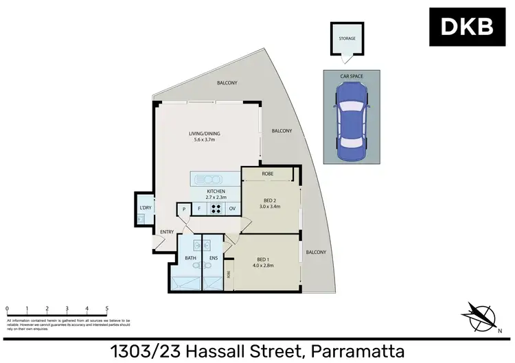 Floorplan of Homely apartment listing, 1303/23 Hassall Street, Parramatta NSW 2150