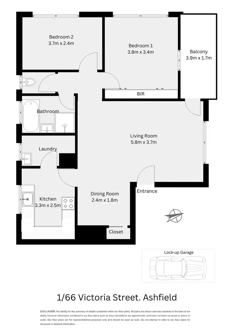 Floorplan of Homely unit listing, 1/66 Victoria Street, Ashfield NSW 2131