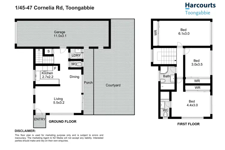 Floorplan of Homely townhouse listing, 1/45-47 Cornelia rd, Toongabbie NSW 2146