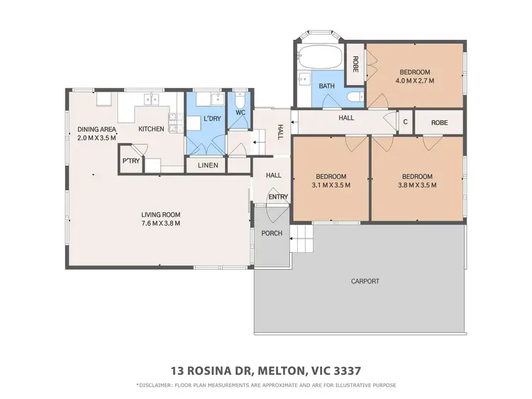 Floorplan of Homely house listing, 13 Rosina Drive, Melton VIC 3337