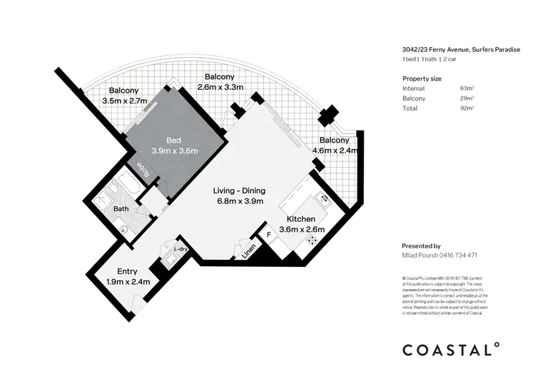 Floorplan of Homely apartment listing, 3042/23 Ferny Avenue, Surfers Paradise QLD 4217