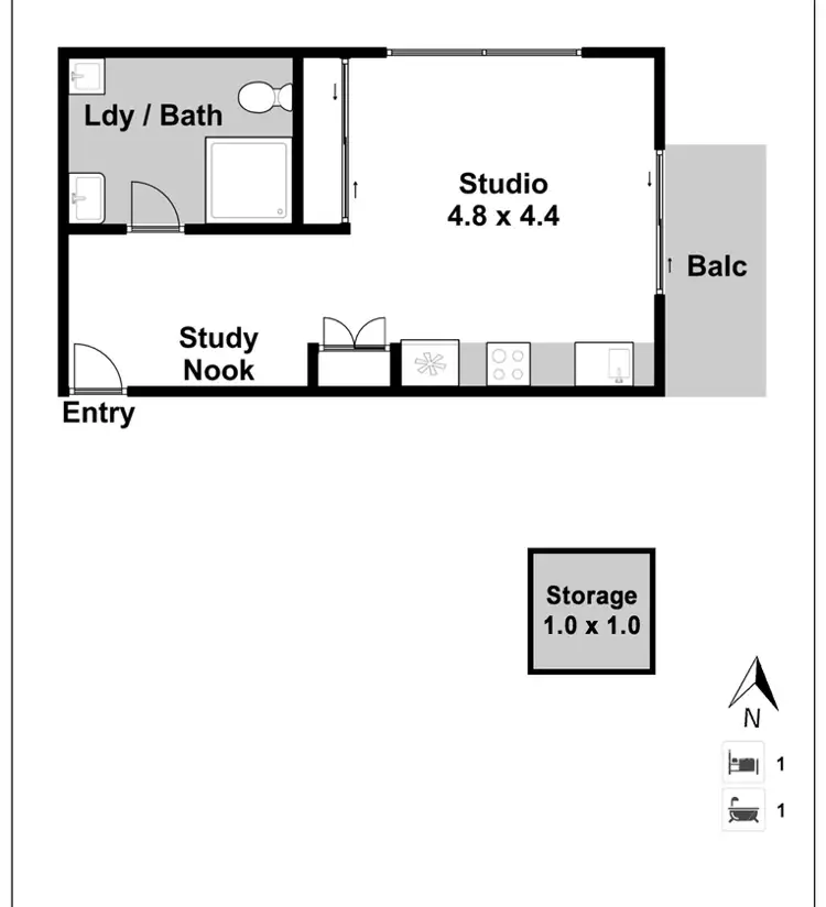 Floorplan of Homely studio listing, 322/21C Durham Street, Mount Druitt NSW 2770