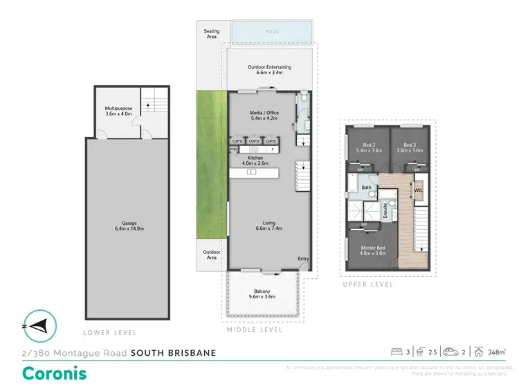 Floorplan of Homely townhouse listing, 2/380 Montague Road, West End QLD 4101