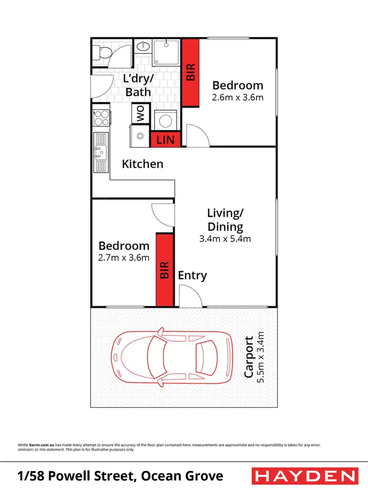 Floorplan of Homely townhouse listing, 1/58 Powell Street, Ocean Grove VIC 3226