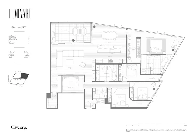 Floorplan of Homely apartment listing, 2302/20 Festival Place, Newstead QLD 4006