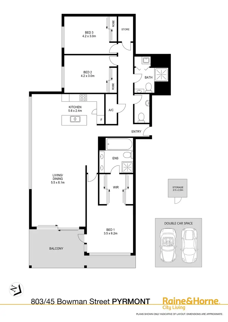 Floorplan of Homely apartment listing, 803/45 Bowman Street, Pyrmont NSW 2009