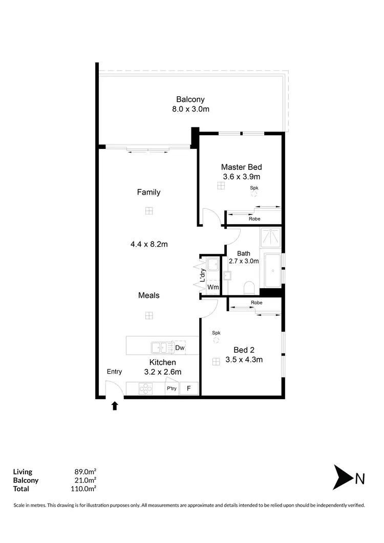 Floorplan of Homely apartment listing, 212/23 Warner Avenue, Findon SA 5023