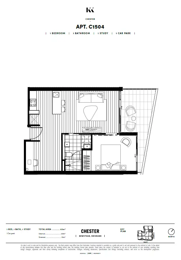 Floorplan of Homely apartment listing, 1504/7 Chester Street, Newstead QLD 4006