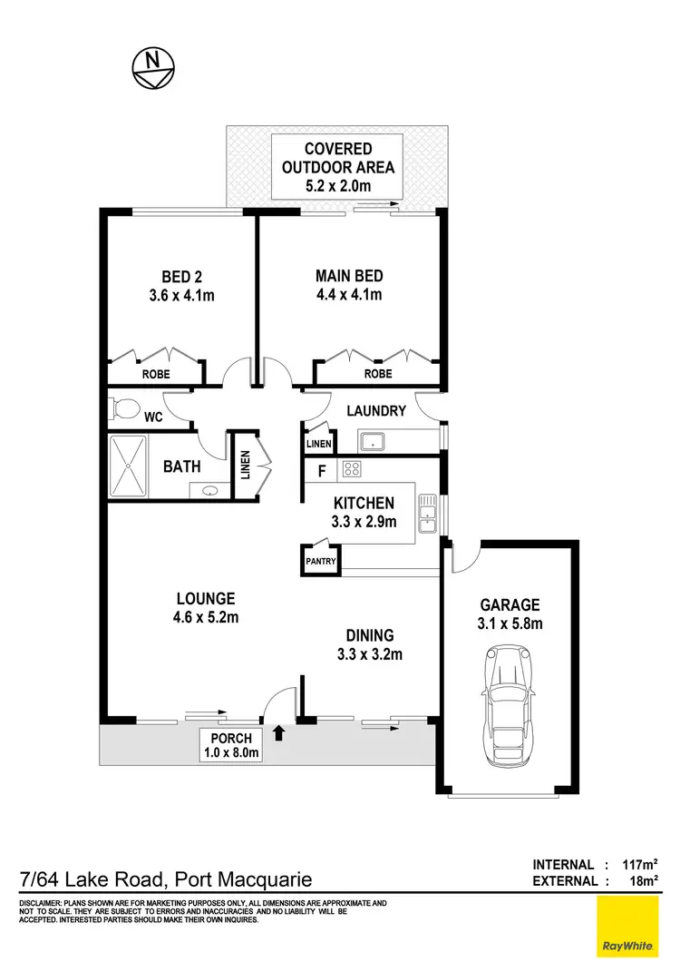 Floorplan of Homely villa listing, 7/64 Lake Road, Port Macquarie NSW 2444
