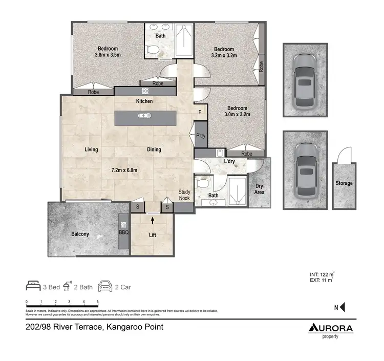 Floorplan of Homely apartment listing, 202/98 River Terrace, Kangaroo Point QLD 4169