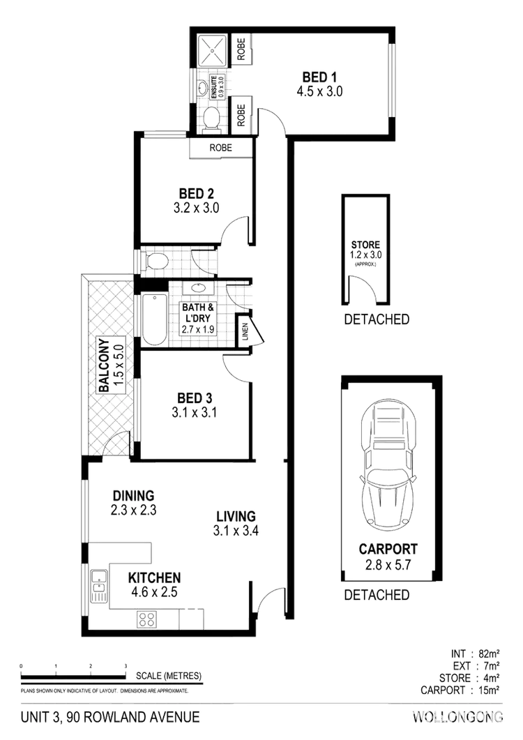 Floorplan of Homely unit listing, 3/90 Rowland Avenue, Wollongong NSW 2500