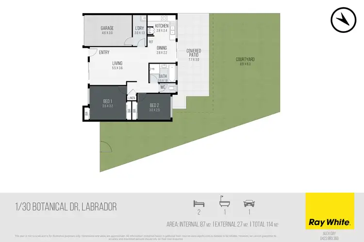Floorplan of Homely semi-detached listing, 1/30 Botanical Drive, Labrador QLD 4215