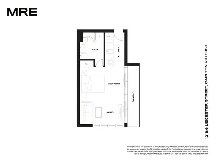 Floorplan of Homely studio listing, 1218/6 Leicester Street, Carlton VIC 3053