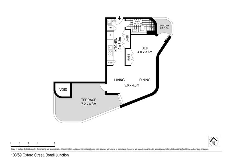Floorplan of Homely studio listing, 103/59 Oxford Street, Bondi Junction NSW 2022