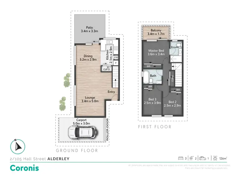 Floorplan of Homely townhouse listing, 2/105 Hall Street, Alderley QLD 4051