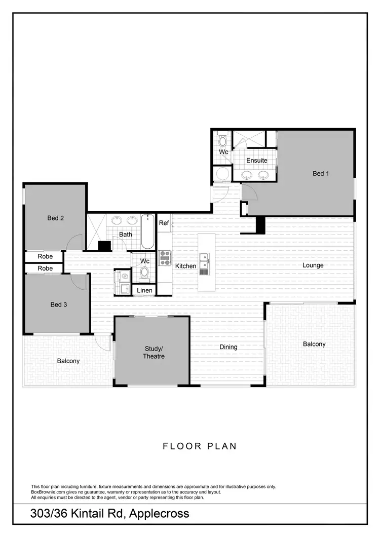 Floorplan of Homely apartment listing, 303/36 Kintail Road, Applecross WA 6153