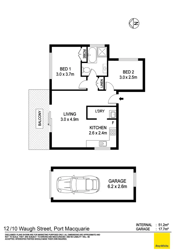Floorplan of Homely apartment listing, 12/10 Waugh Street, Port Macquarie NSW 2444