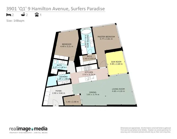 Floorplan of Homely apartment listing, 3901/9 Hamilton Avenue, Surfers Paradise QLD 4217