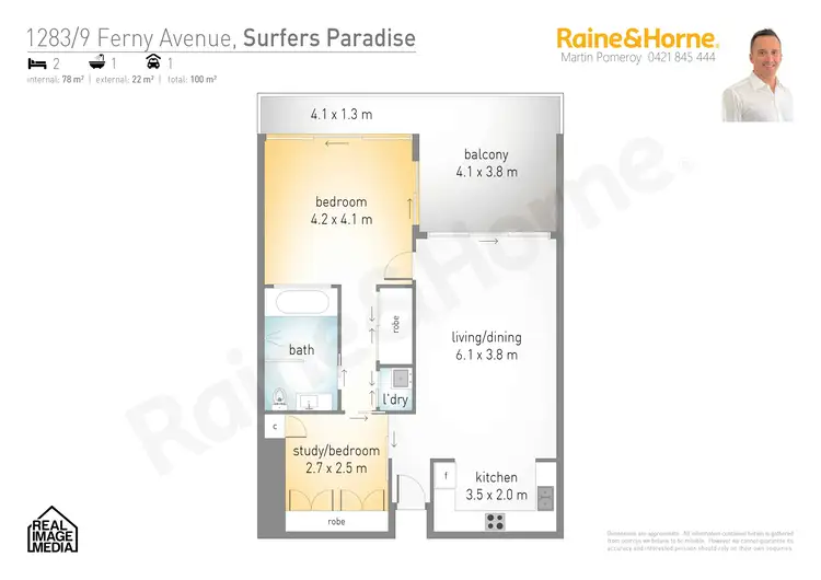 Floorplan of Homely apartment listing, 1283/9 Ferny Ave, Surfers Paradise QLD 4217